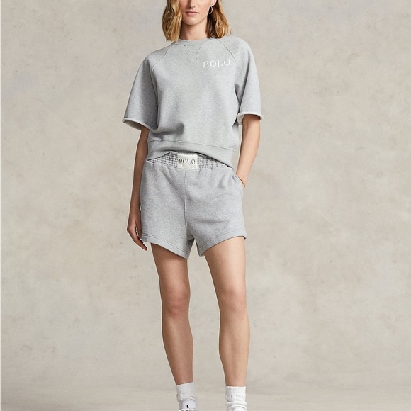 Polo Ralph Lauren Pants - POLO RALPH LAUREN Logo Fleece Short-Sleeve Sweatshirt Women’s Size Medium